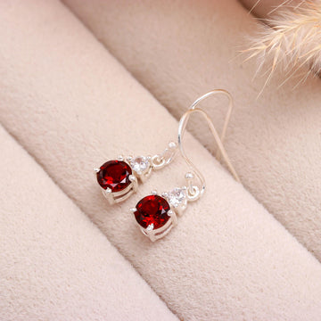 Dainty Sterling Silver Garnet and Zircon Drop Earrings