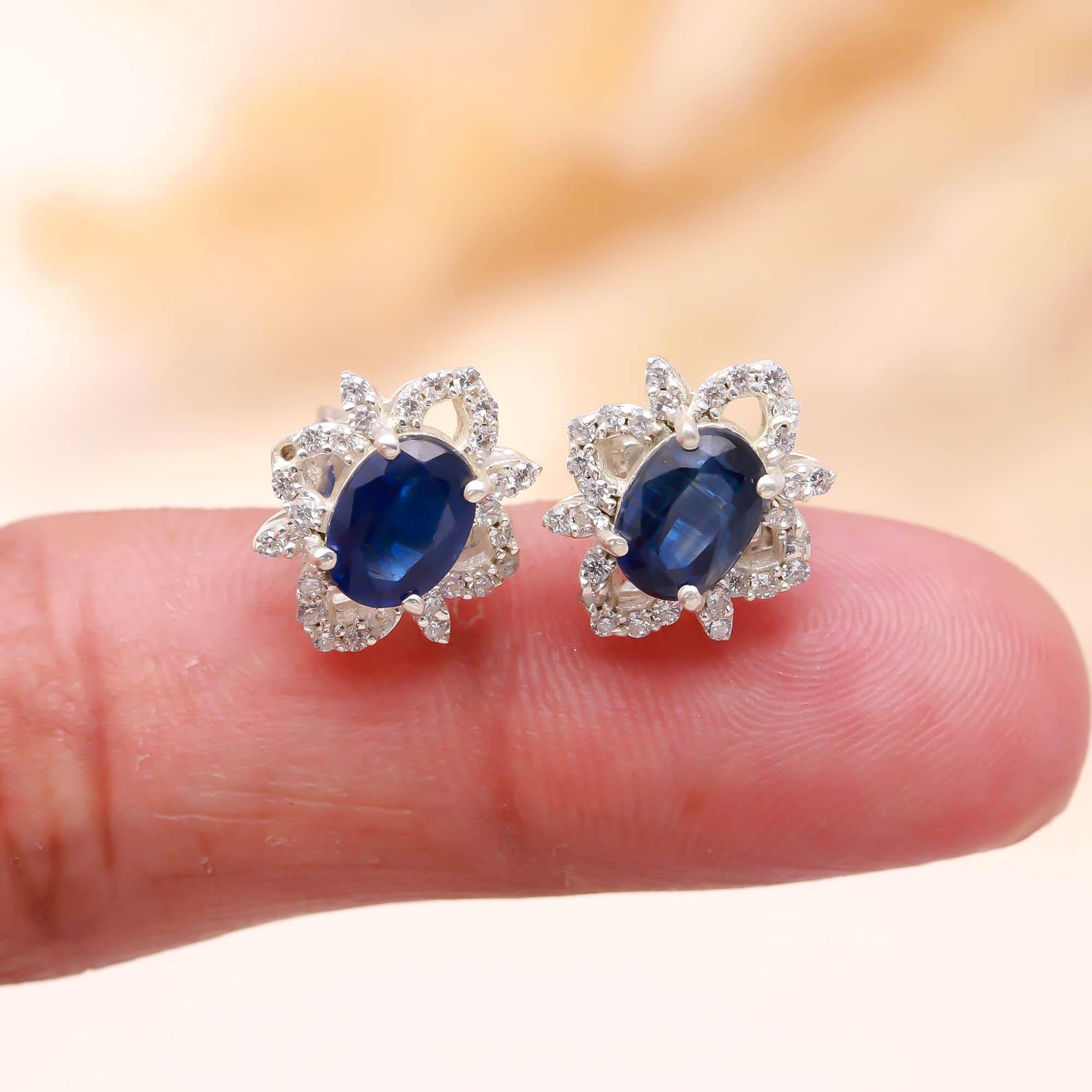 Ocean Mist: Kyanite and Zircon Silver Stud Earrings