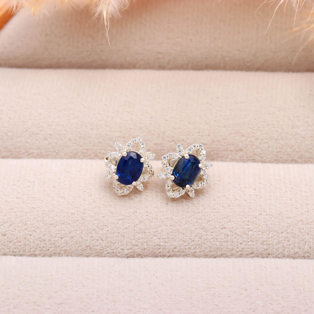 Ocean Mist: Kyanite and Zircon Silver Stud Earrings