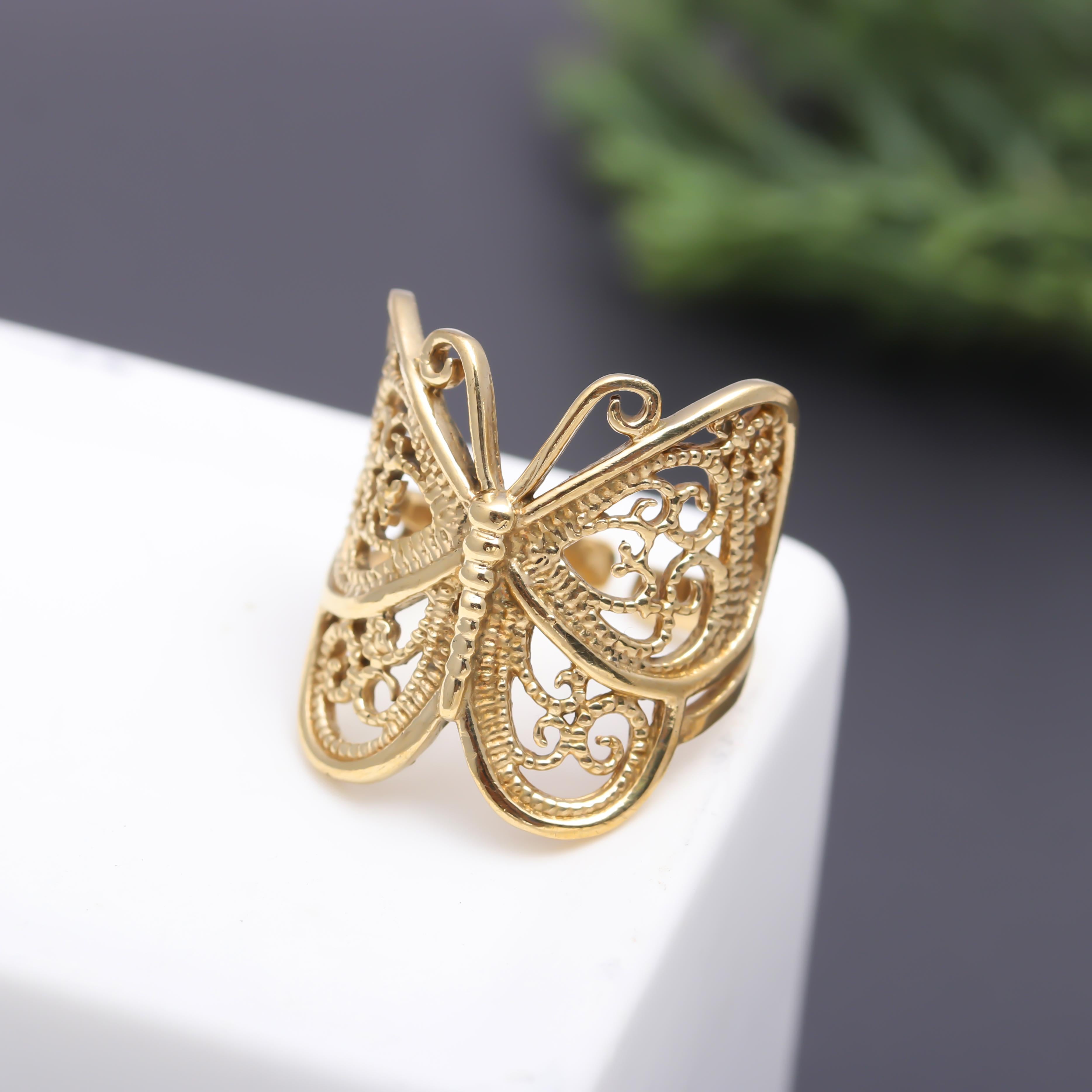 Butterfly Brass Adjustable Ring