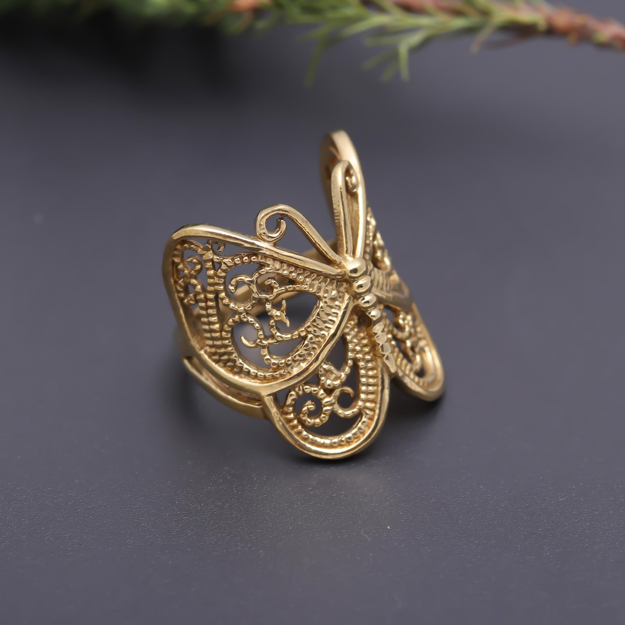 Butterfly Brass Adjustable Ring