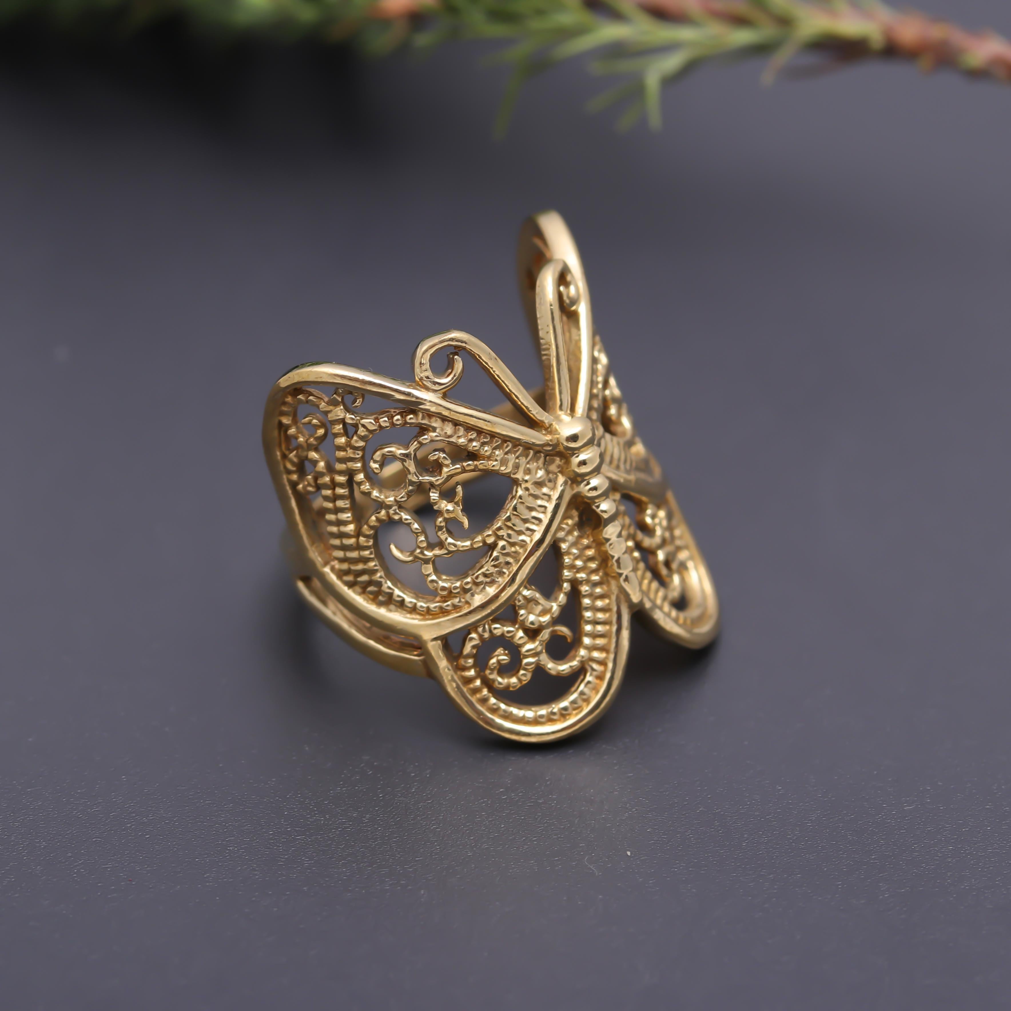 Butterfly Brass Adjustable Ring
