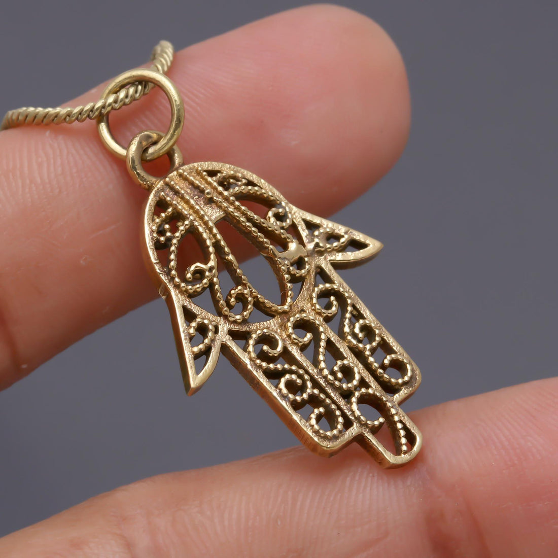 Hamsa Brass Necklace