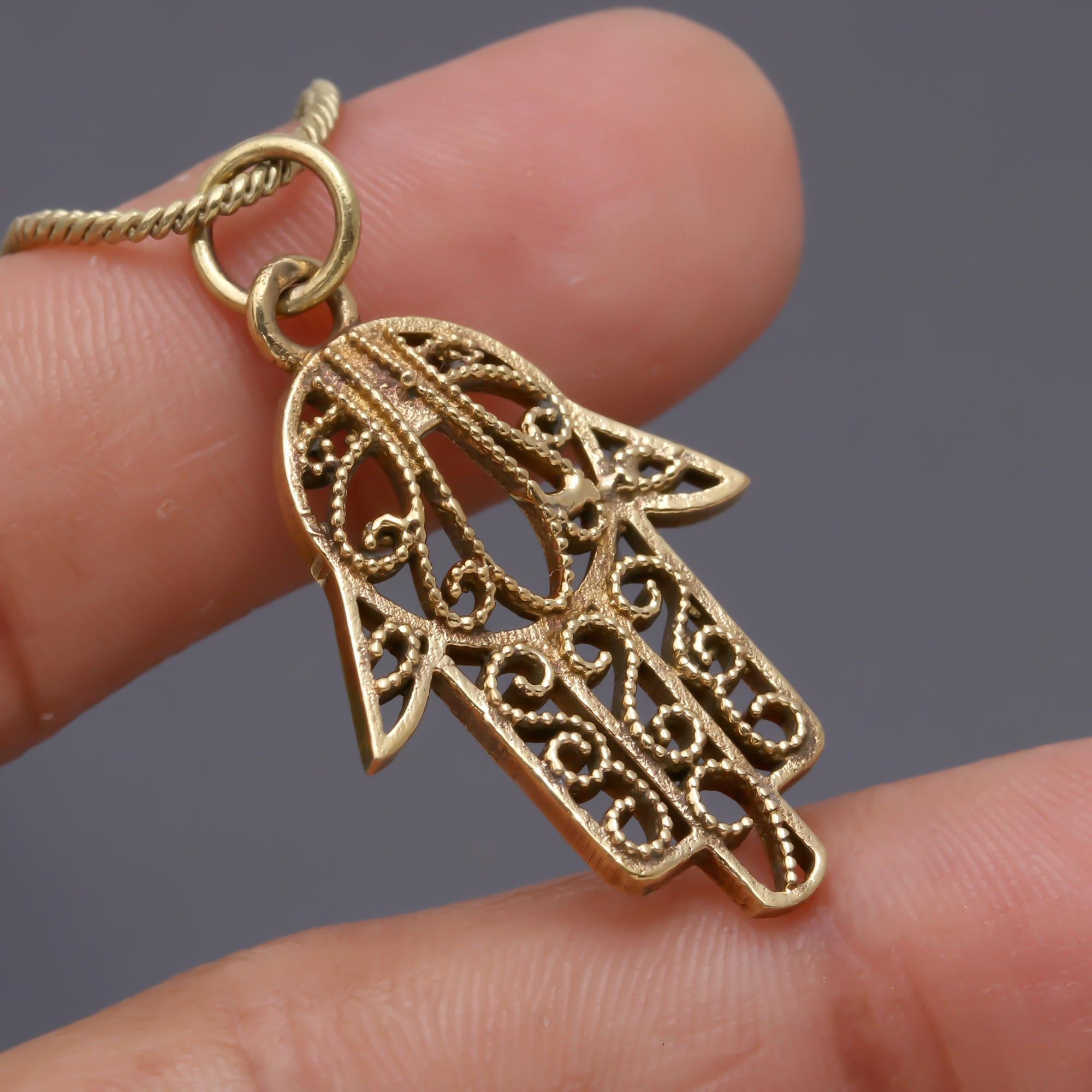 Hamsa Brass Necklace