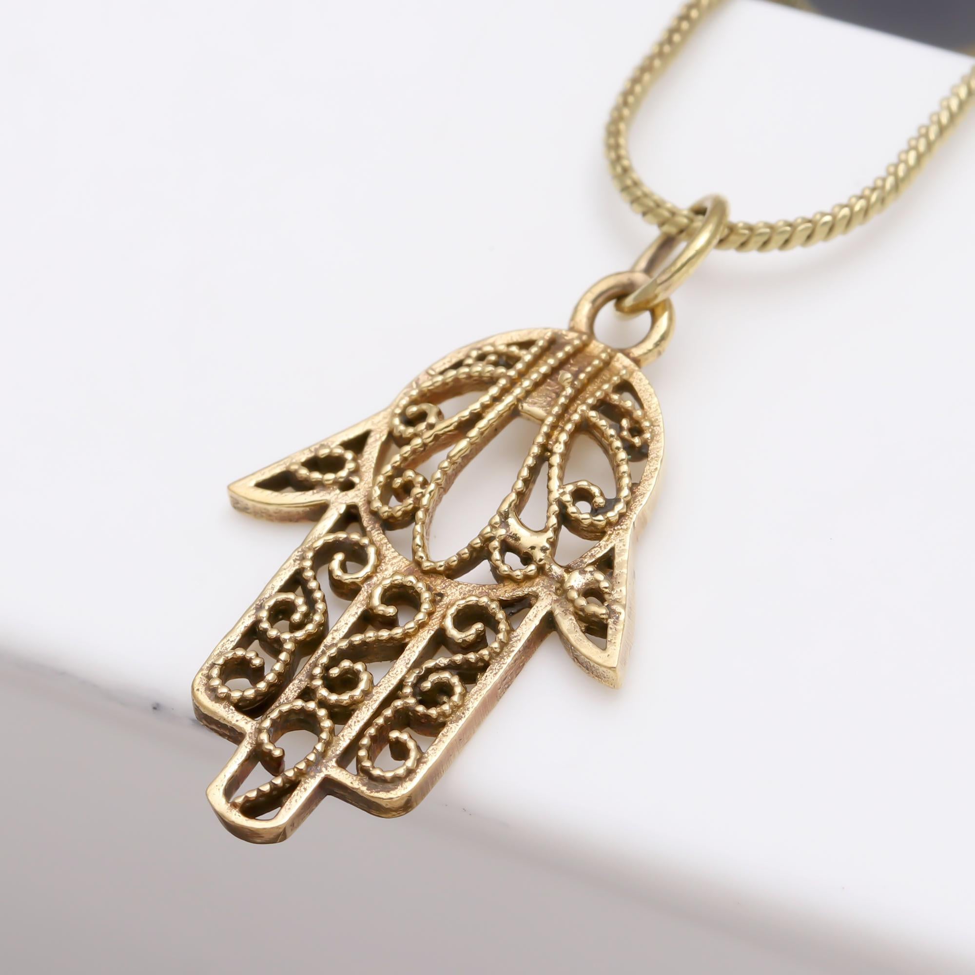 Hamsa Brass Necklace