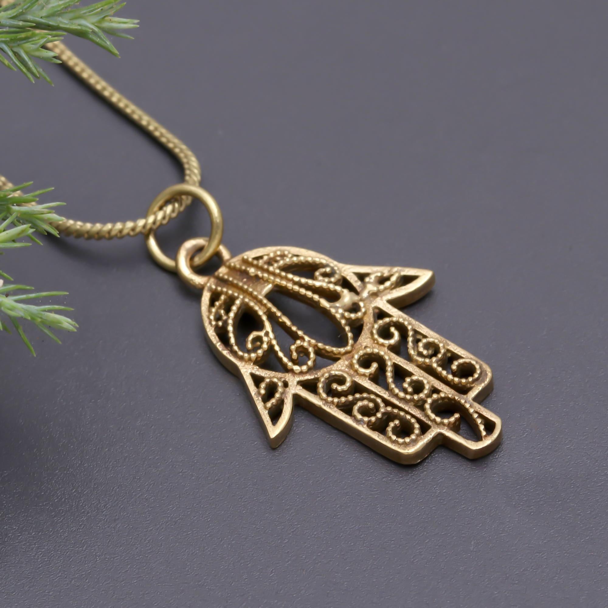 Hamsa Brass Necklace