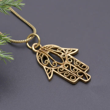 Hamsa Brass Necklace