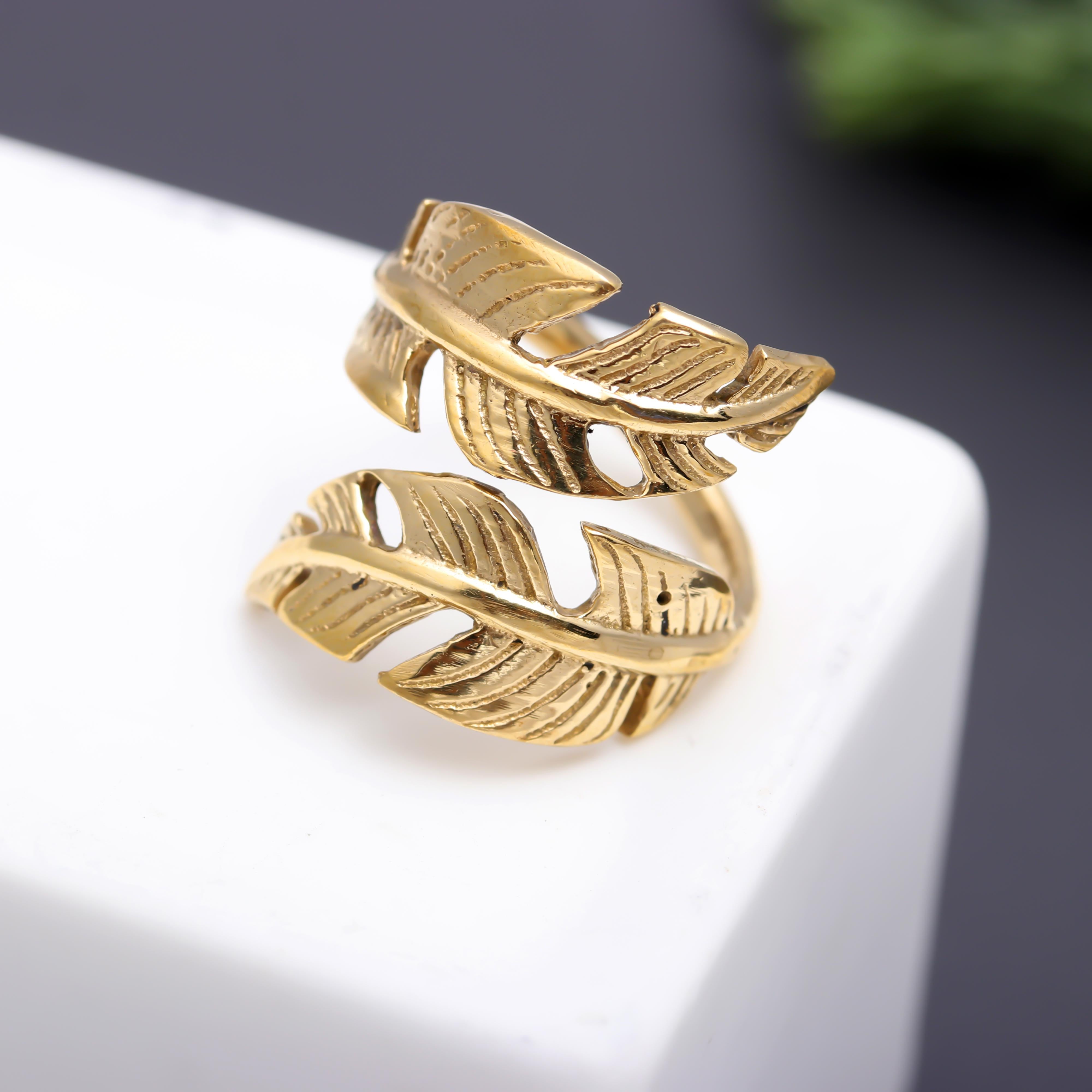 Fern Brass Adjustable Ring