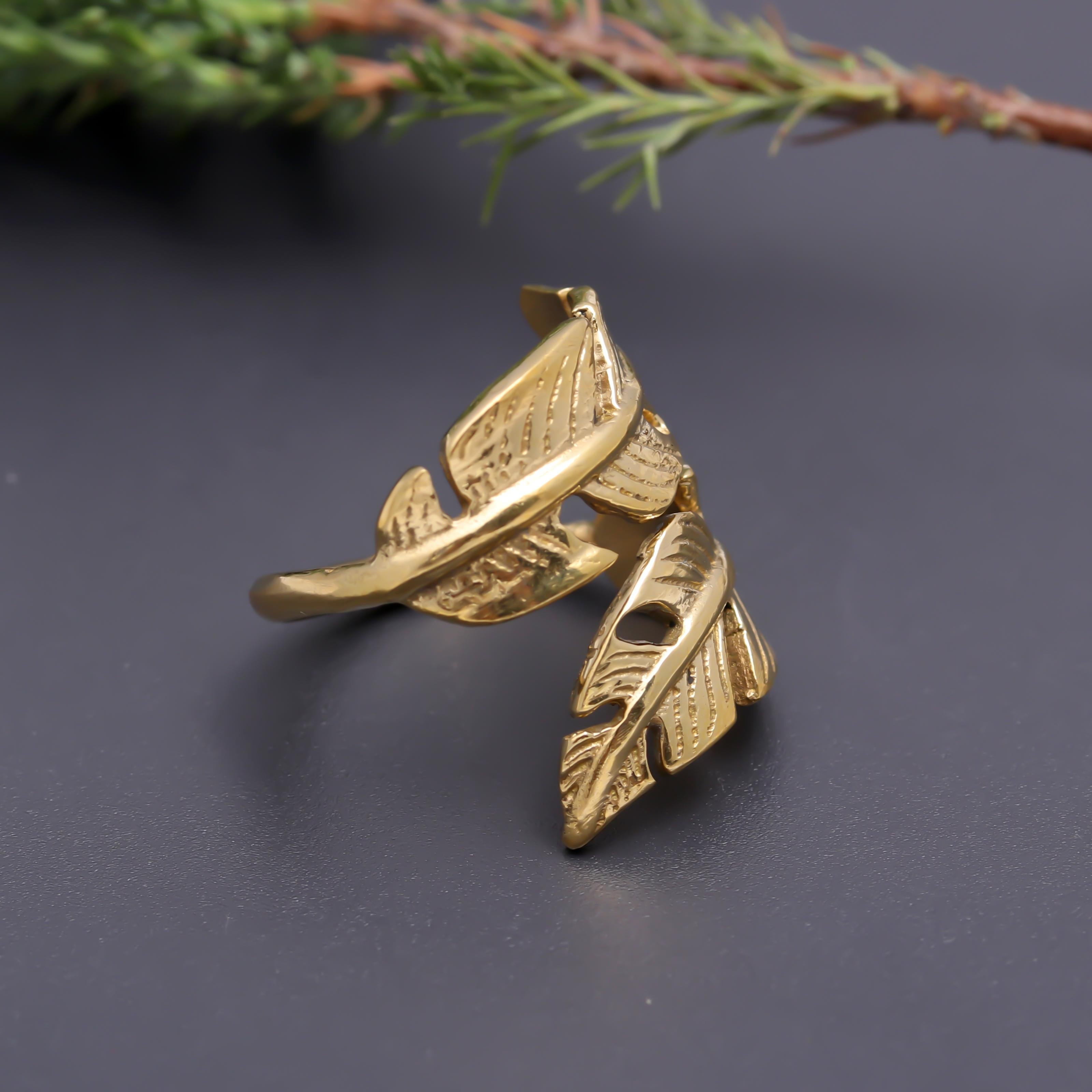 Fern Brass Adjustable Ring