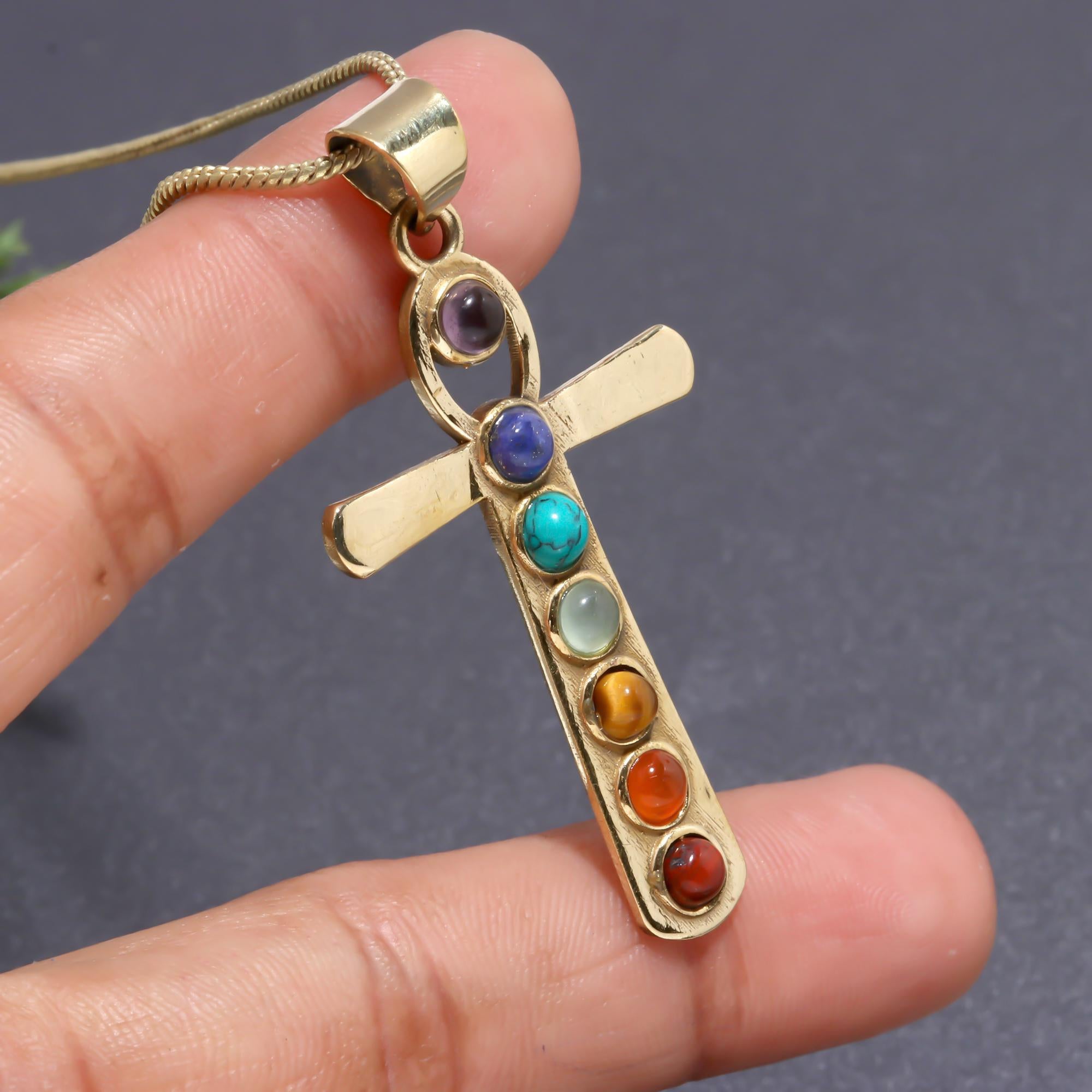 Seven Chakra Cross Necklace