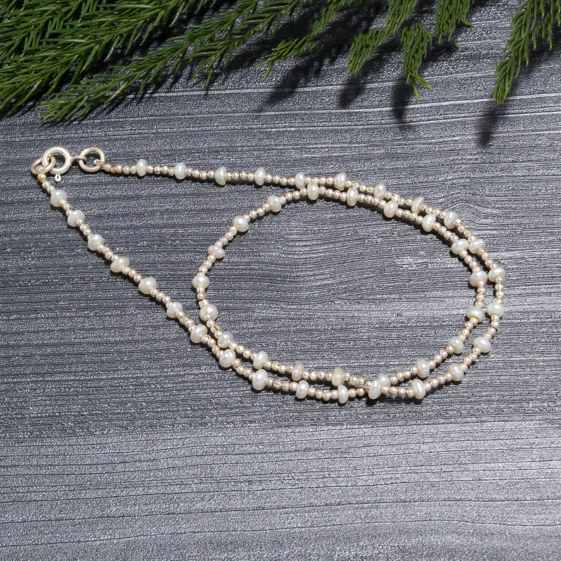 Dainty Freshwater Pearl & 925 Sterling Silver Beaded Choker | Classic Minimalist Necklace