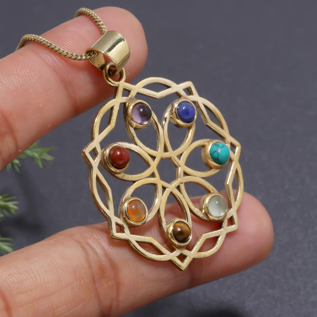 7 Chakra Brass Necklace