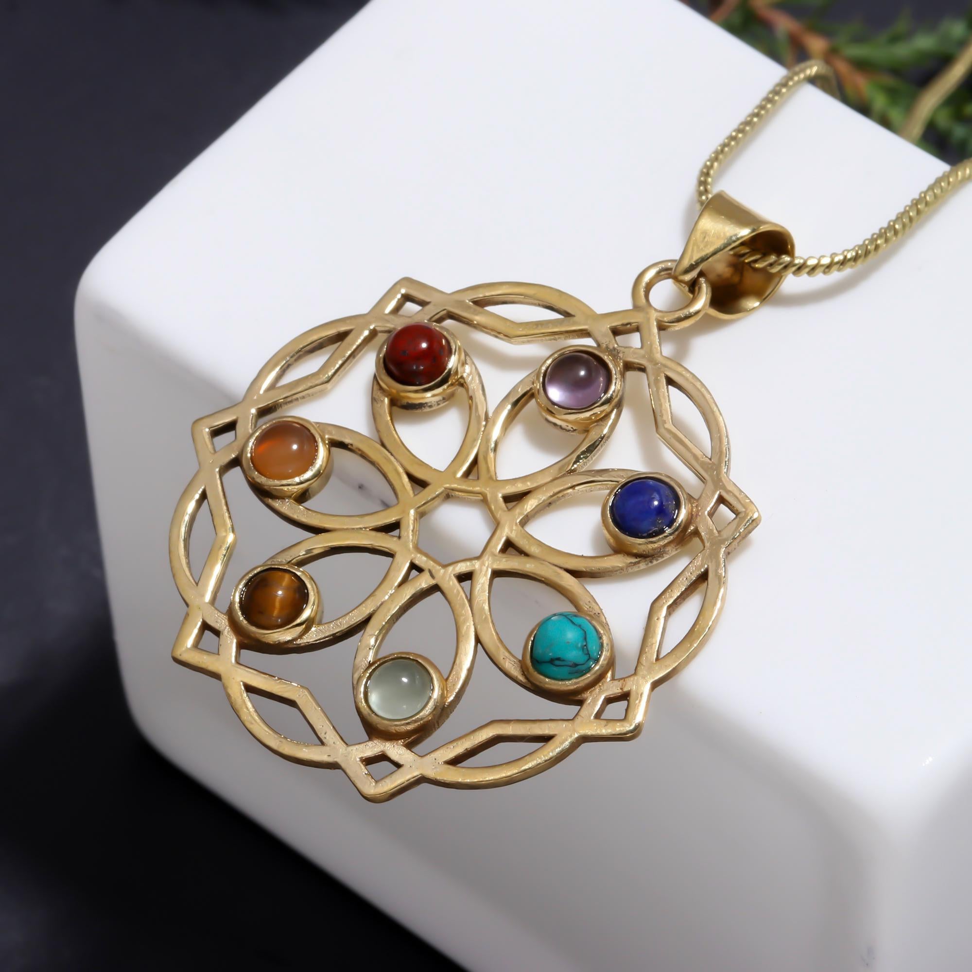 7 Chakra Brass Necklace
