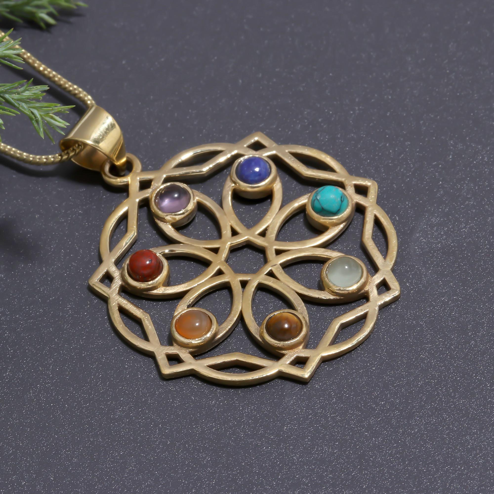 7 Chakra Brass Necklace