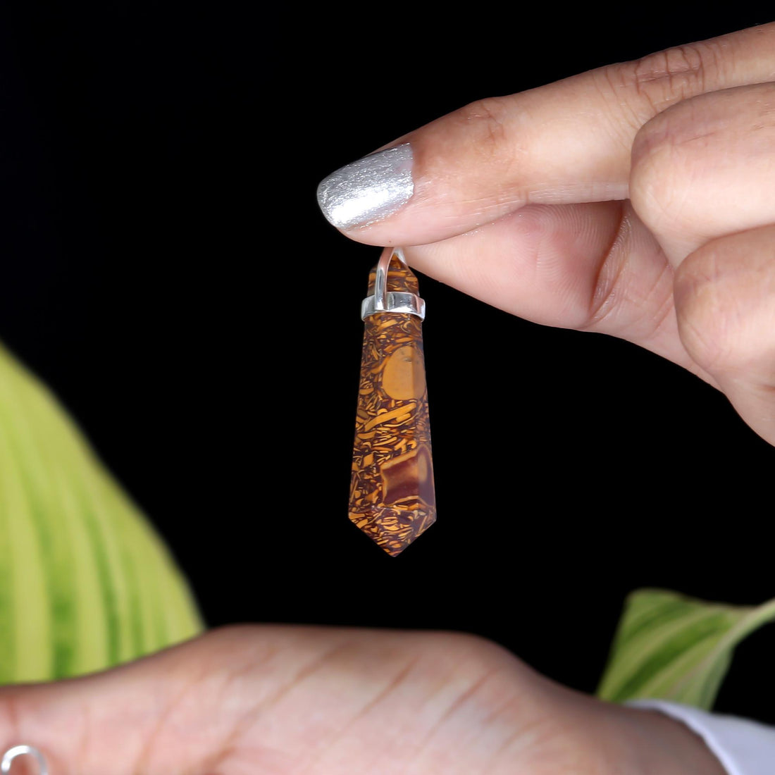 Genuine Mariam Jasper Pendant in Solid Silver For Spiritual Growth