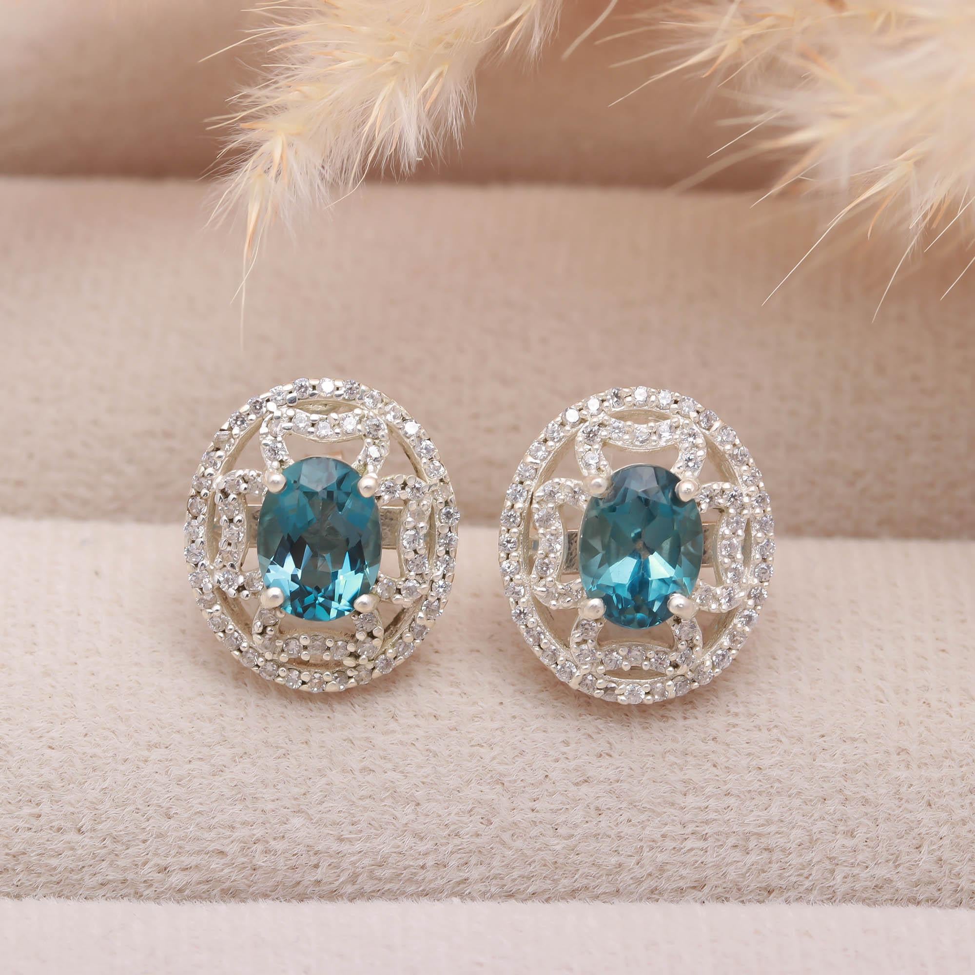 Midnight Spark – London Topaz & Zircon Silver Studs