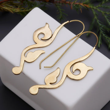 Brass Swirl Hook Earrings for Women
