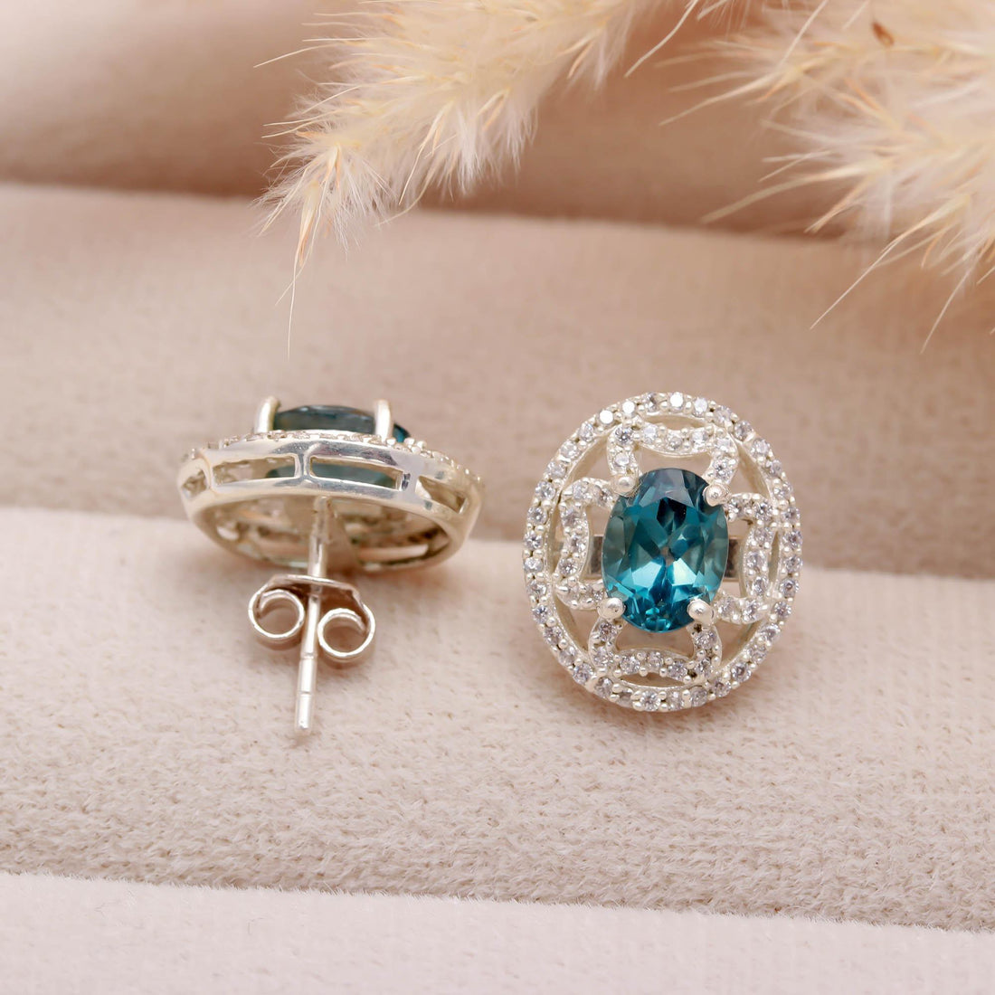 Midnight Spark – London Topaz & Zircon Silver Studs