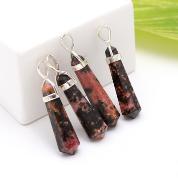 Genuine Rhodonite Pendant in Solid Silver For For Empathy and Compassion