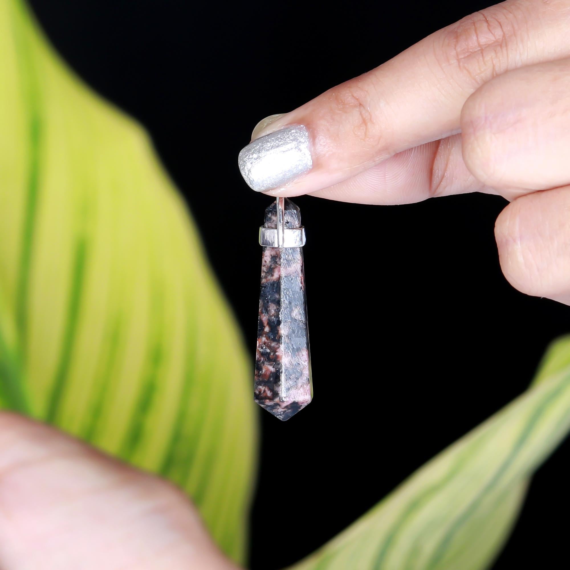 Genuine Rhodonite Pendant in Solid Silver For For Empathy and Compassion