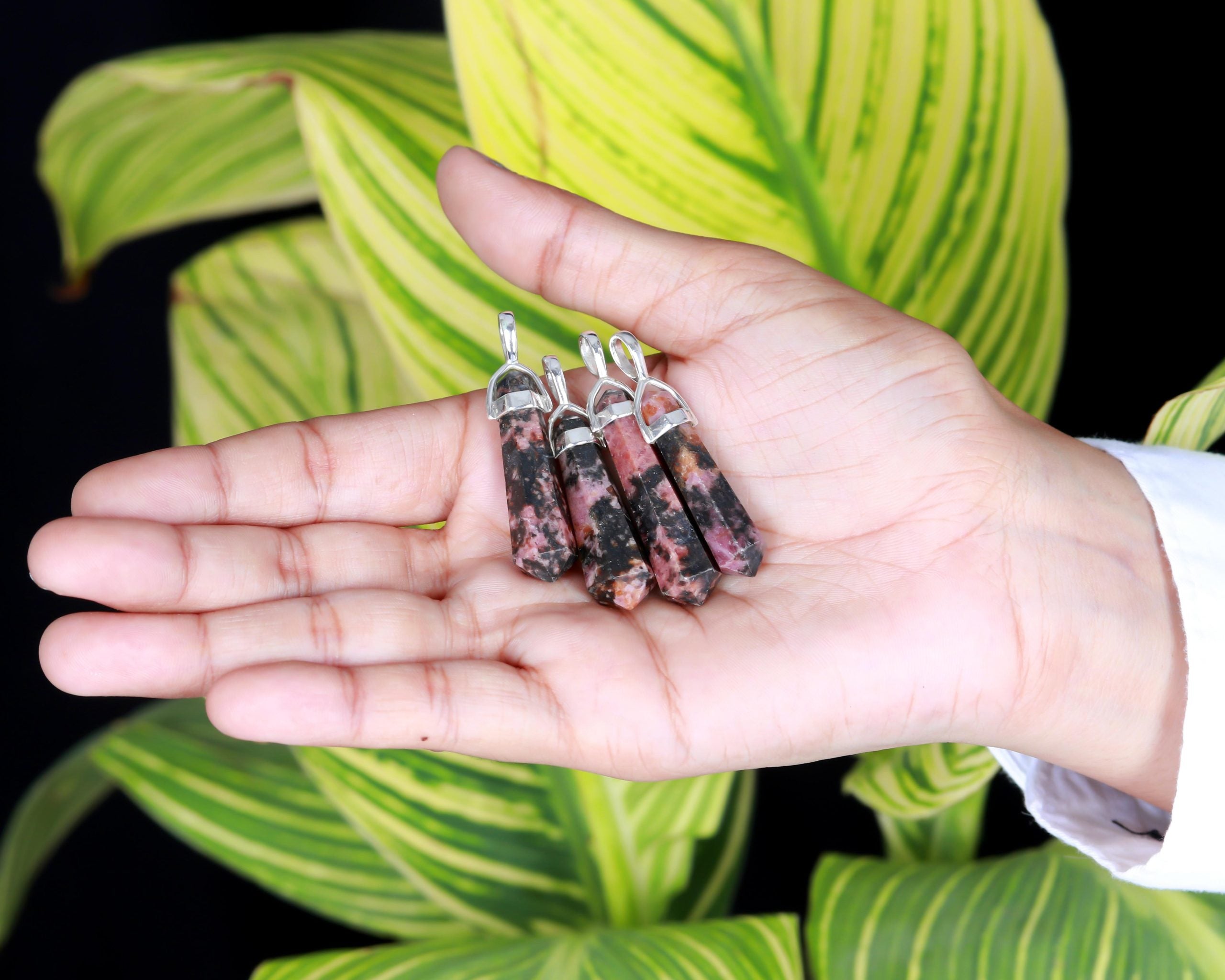 Genuine Rhodonite Pendant in Solid Silver For For Empathy and Compassion