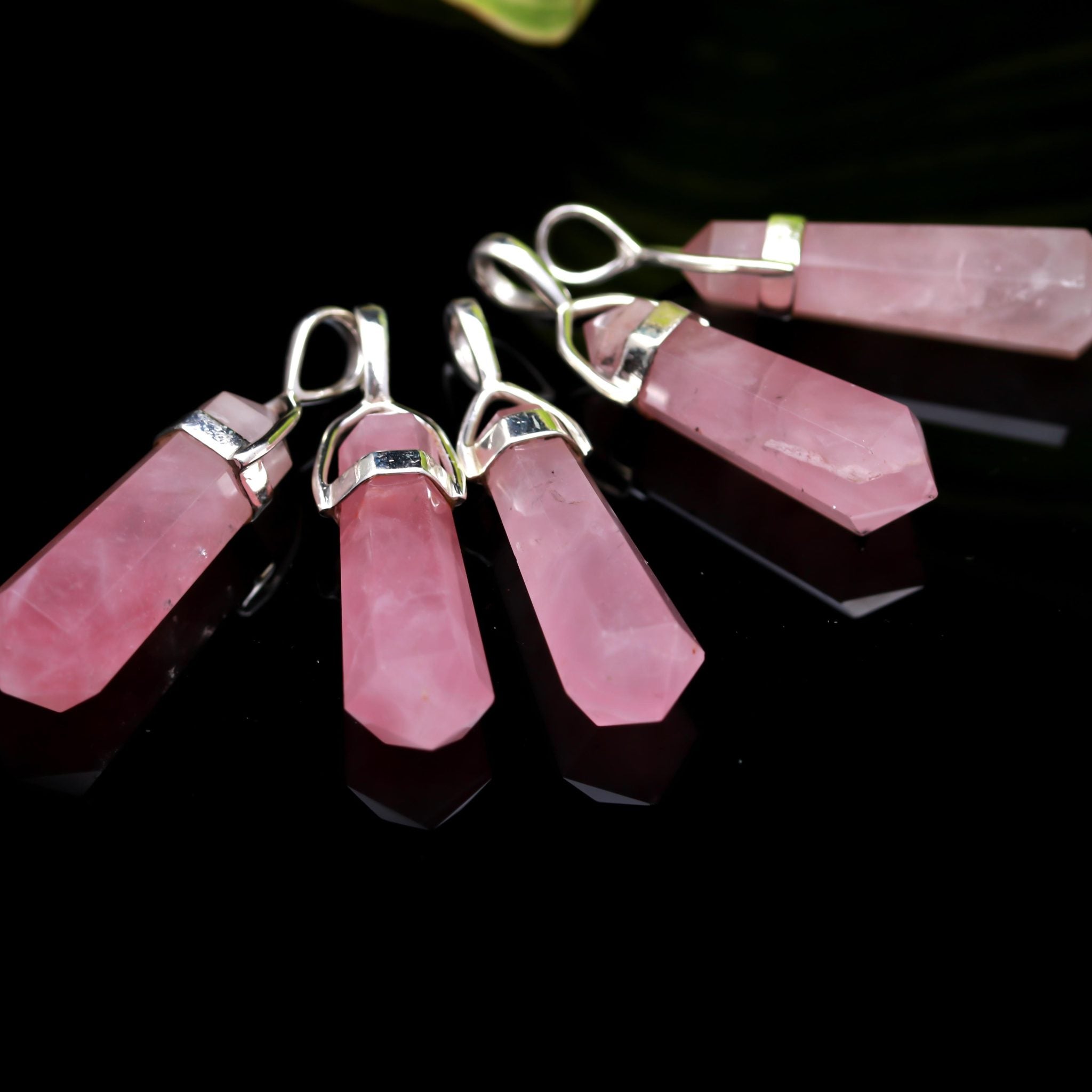 Genuine Rose Quartz Pendant in Solid Silver For Unconditional Love
