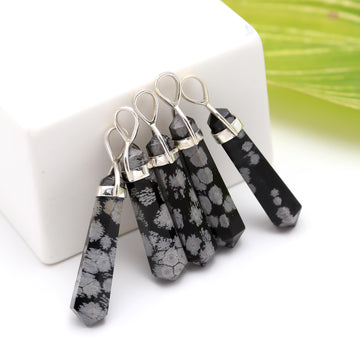 Genuine Snowflake Obsidian Pendant in Solid Silver For Balanced Mind