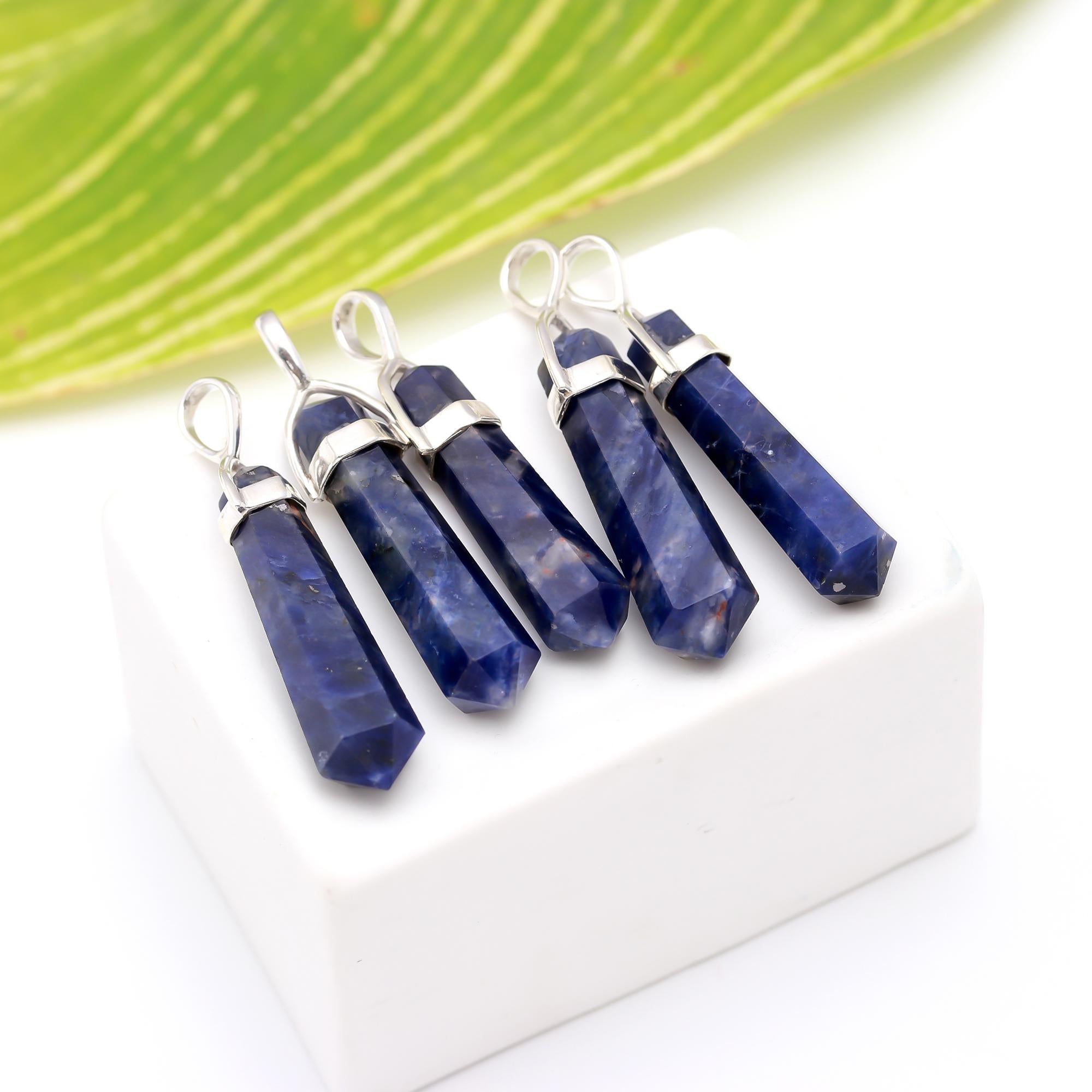 Genuine Sodalite Pendant in Solid Silver For Intellectual Clarity