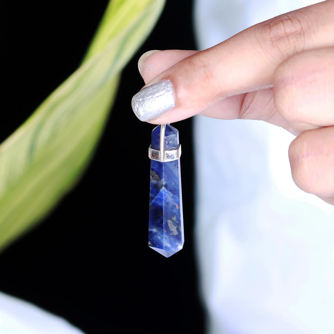 Genuine Sodalite Pendant in Solid Silver For Intellectual Clarity