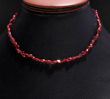 Faceted Red Garnet Beaded Choker Necklace