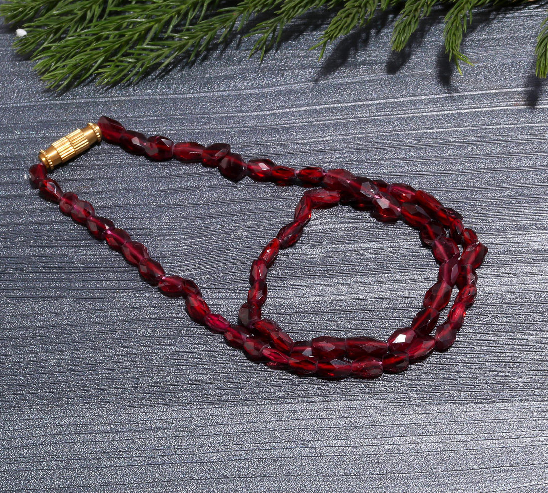 Faceted Red Garnet Beaded Choker Necklace