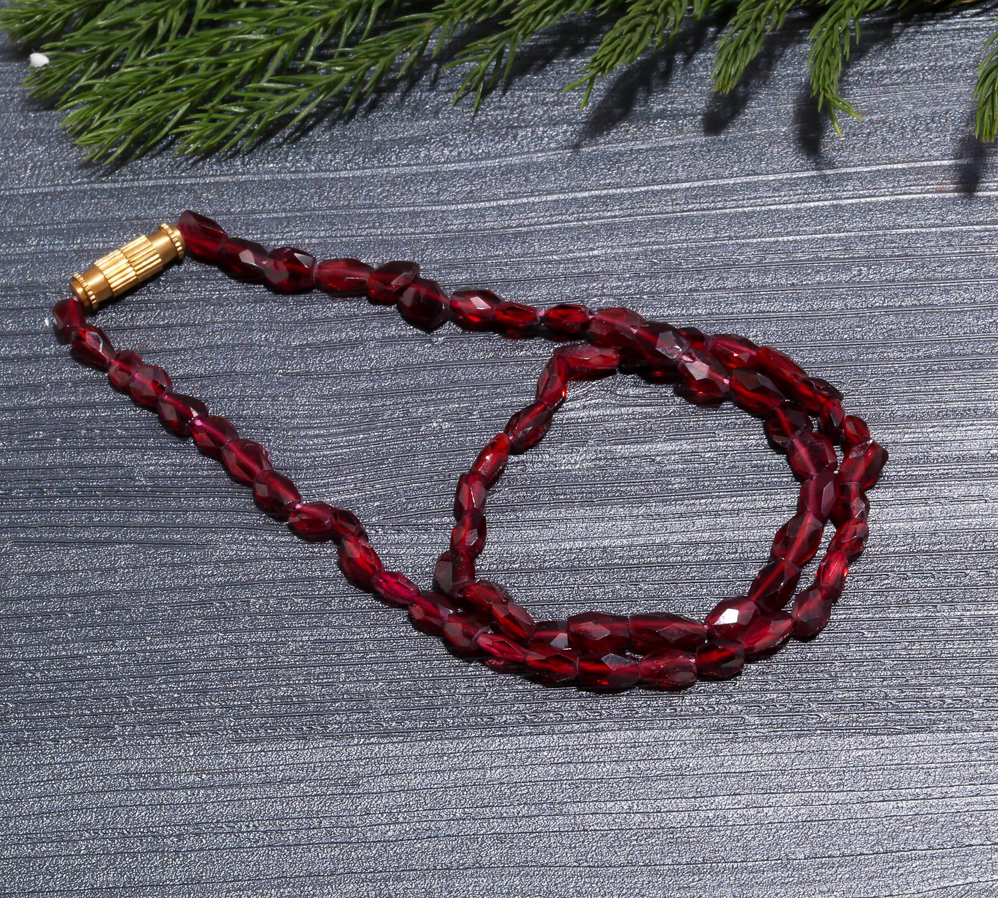 Faceted Red Garnet Beaded Choker Necklace