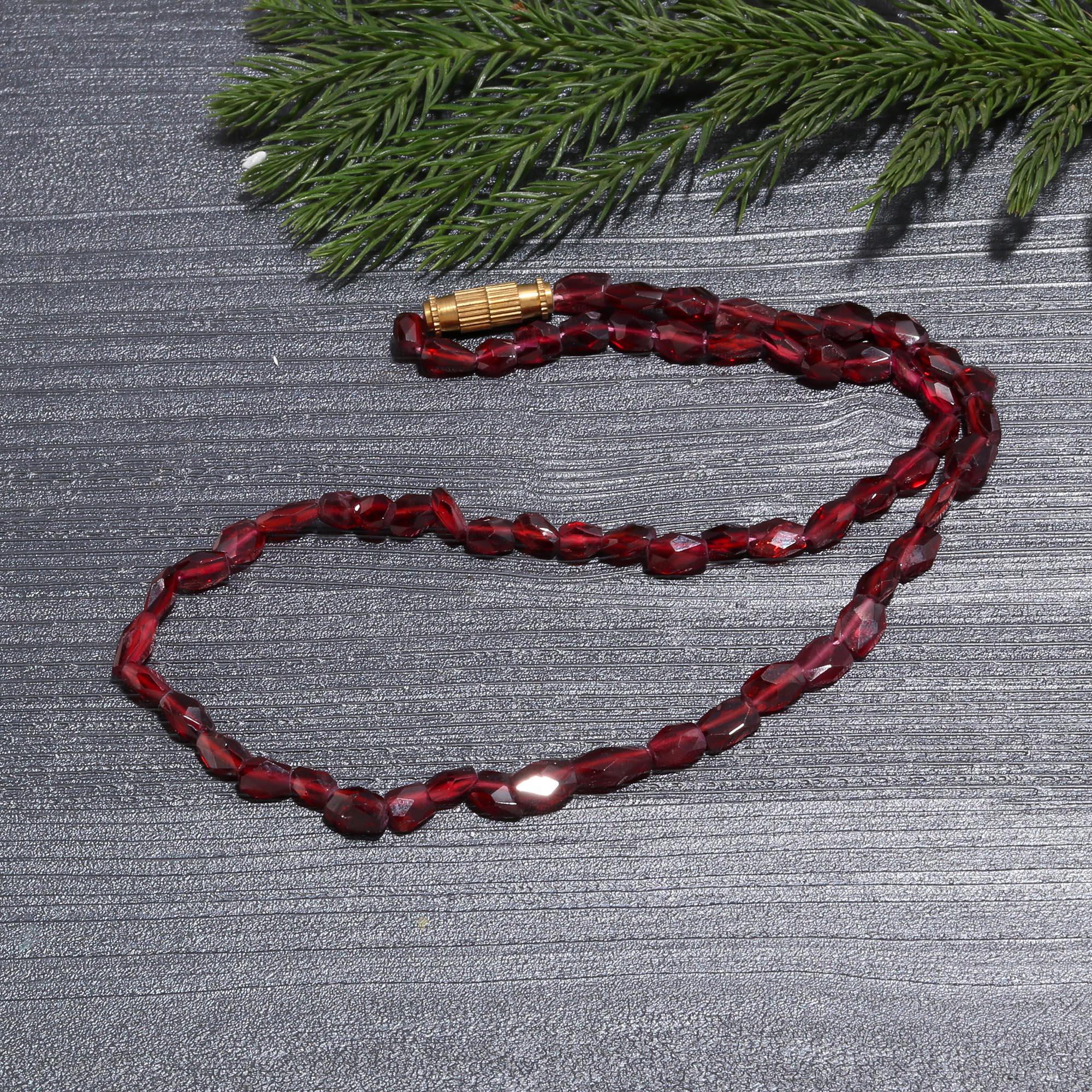 Faceted Red Garnet Beaded Choker Necklace