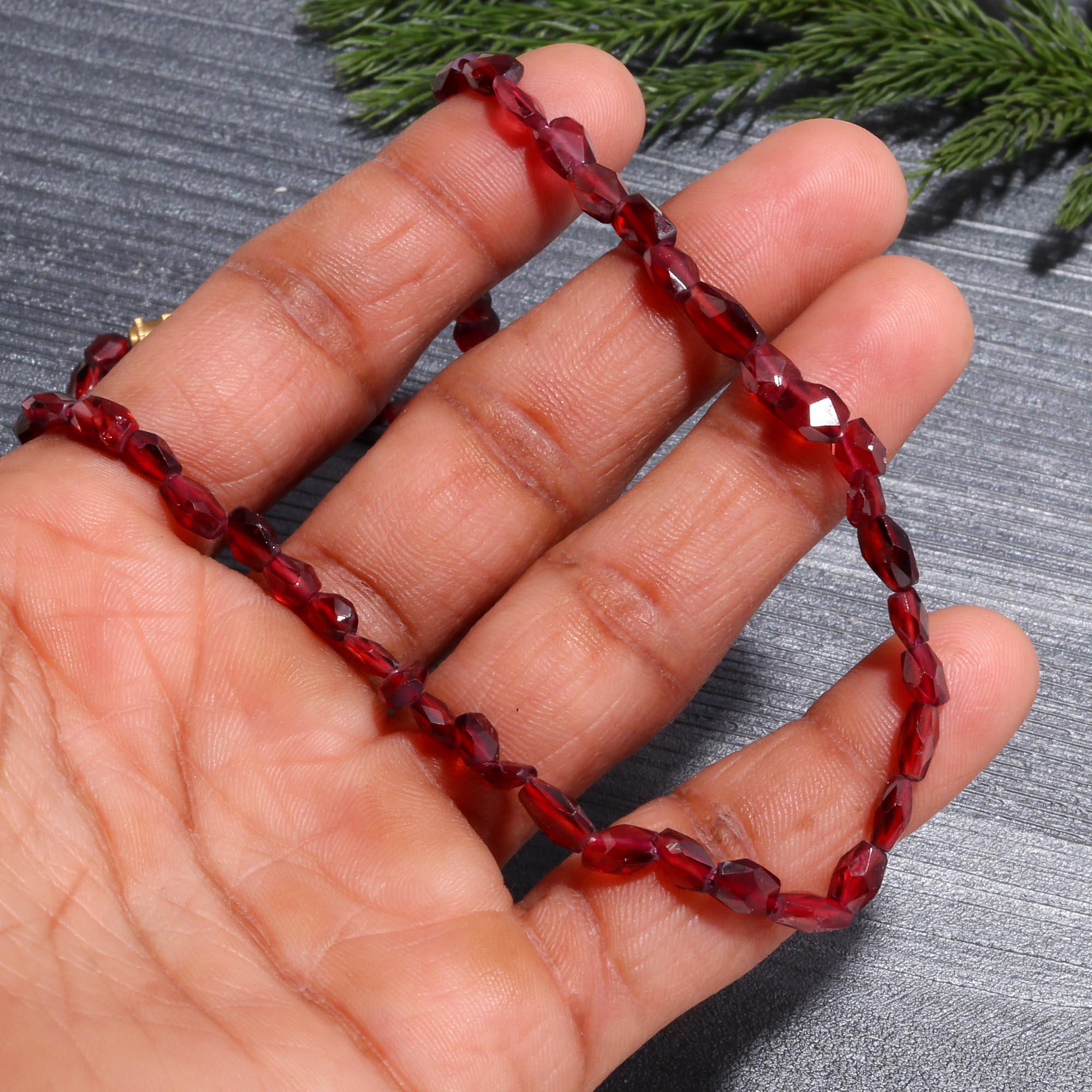 Faceted Red Garnet Beaded Choker Necklace
