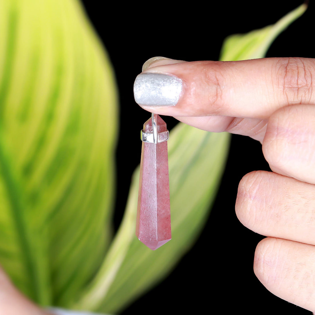Genuine Strawberry Quartz Pendant in Solid Silver For Balanced Mind