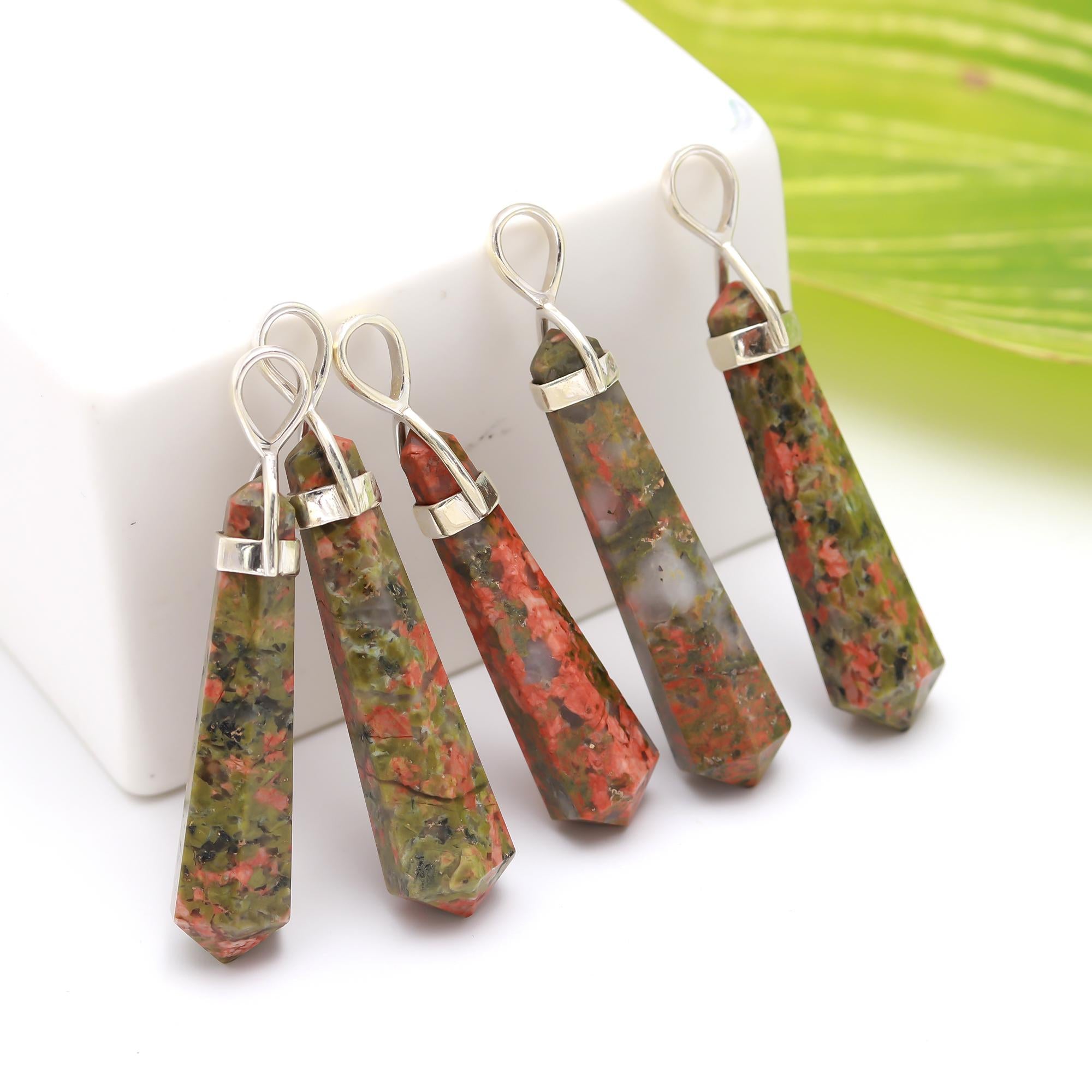 Genuine Unakite Pendant in Solid Silver For Heart Chakra and Stress Relief