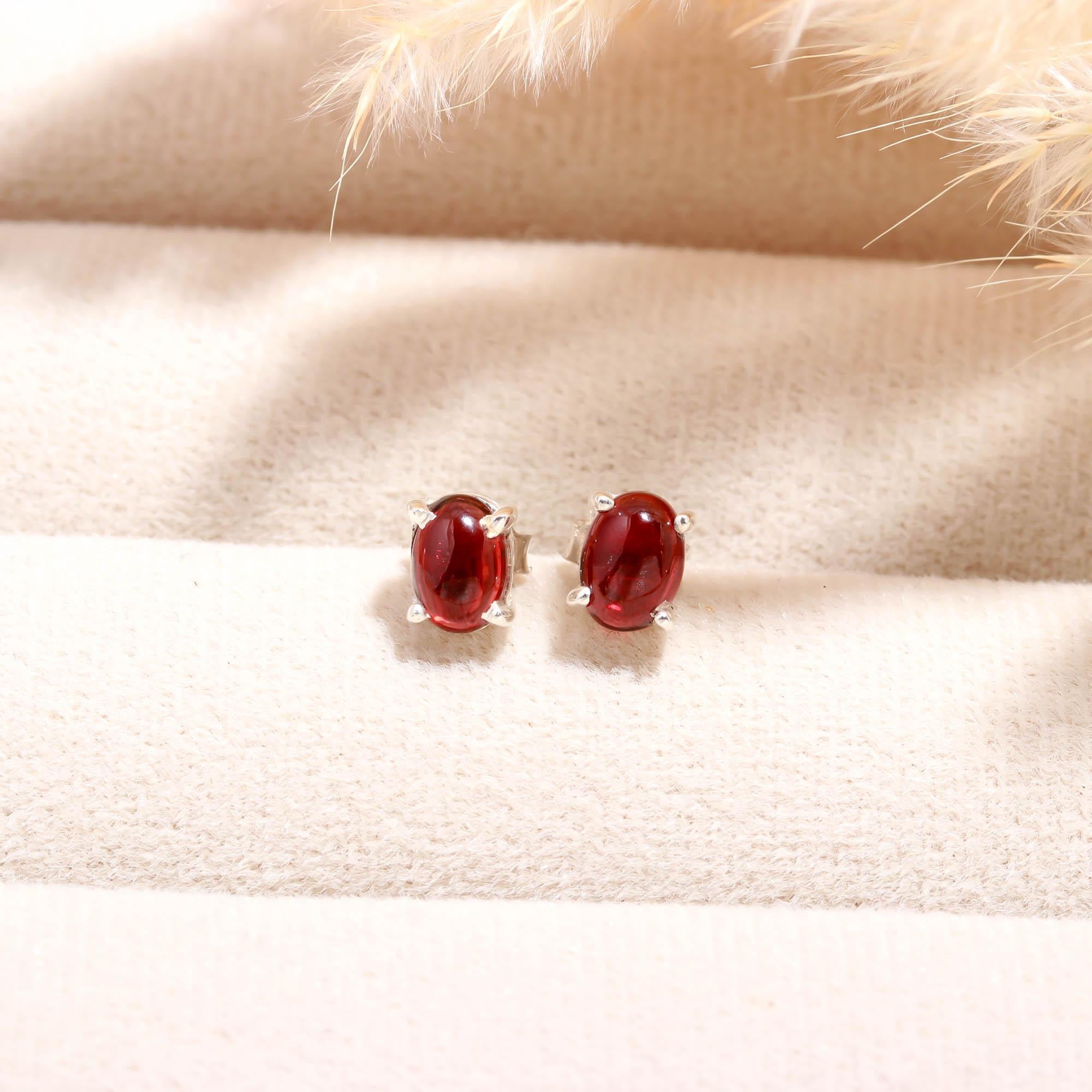 Passion Spark: Genuine Garnet Earrings in Silver
