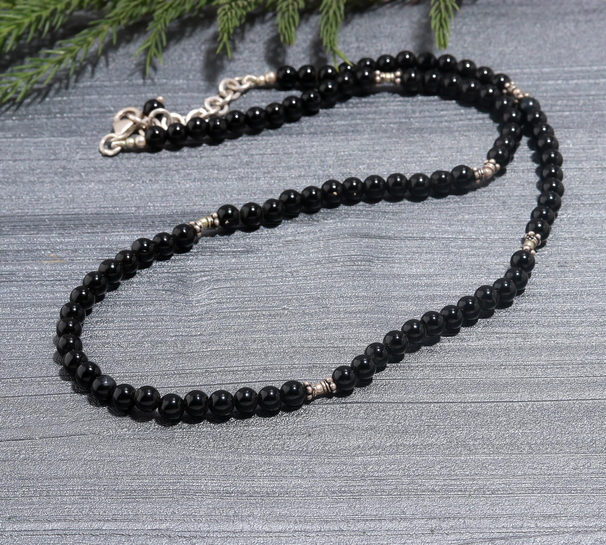 Classic Black Onyx and Silver Beaded Necklace
