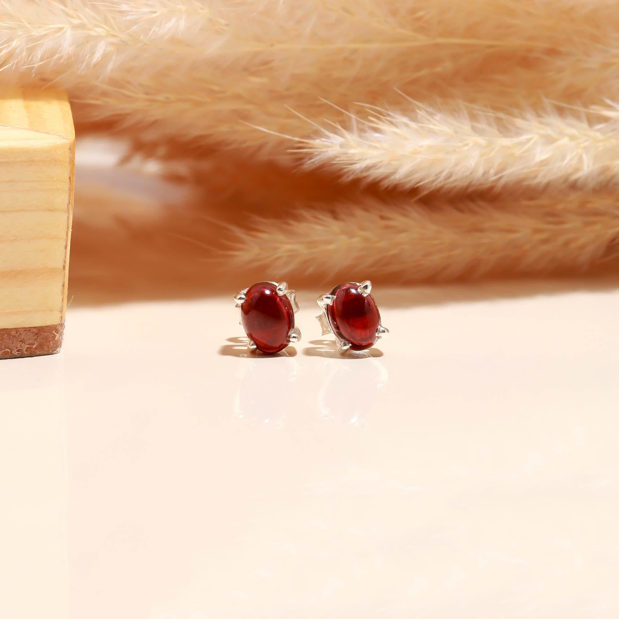 Passion Spark: Genuine Garnet Earrings in Silver