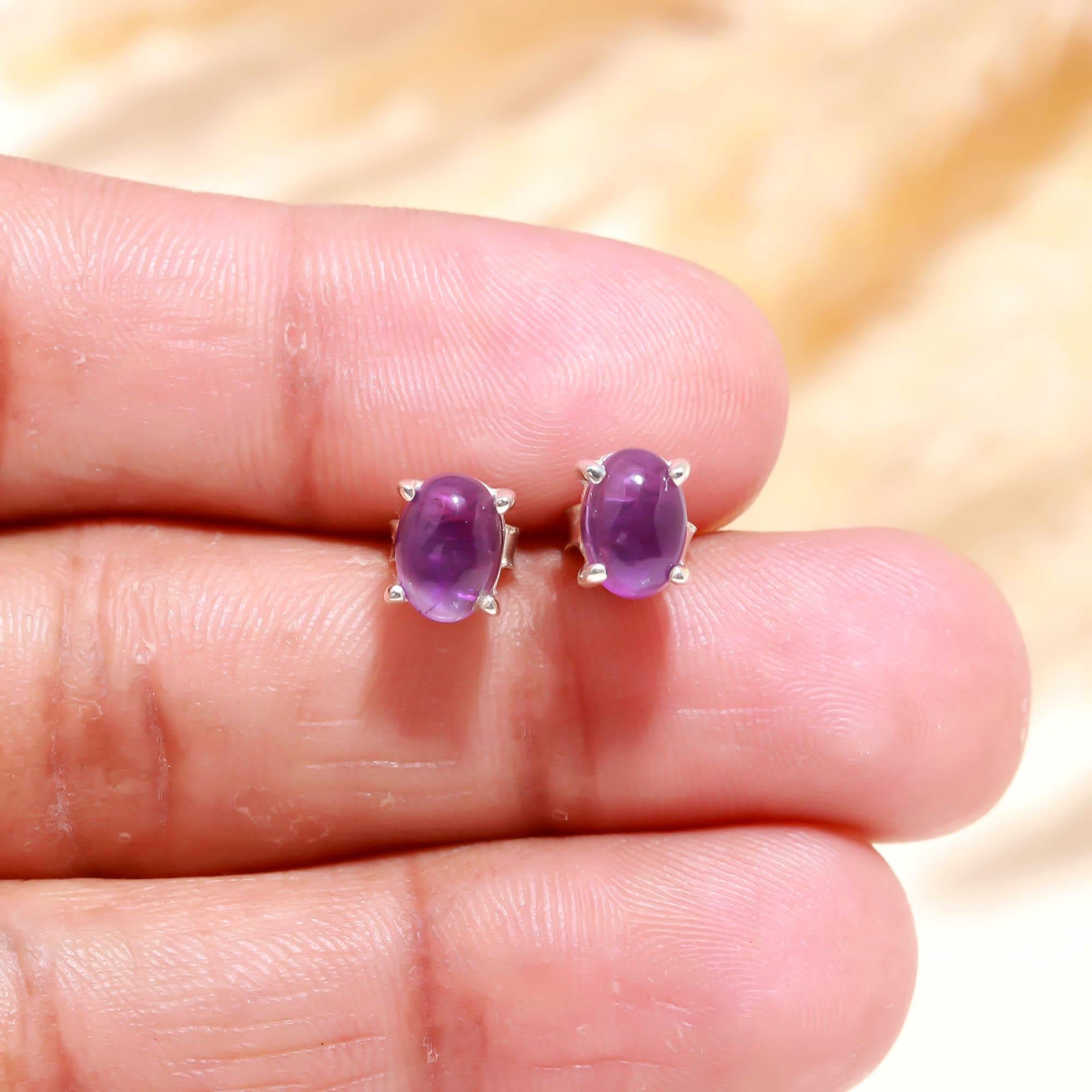 Violet Dreams: Amethyst Silver Stud Earrings