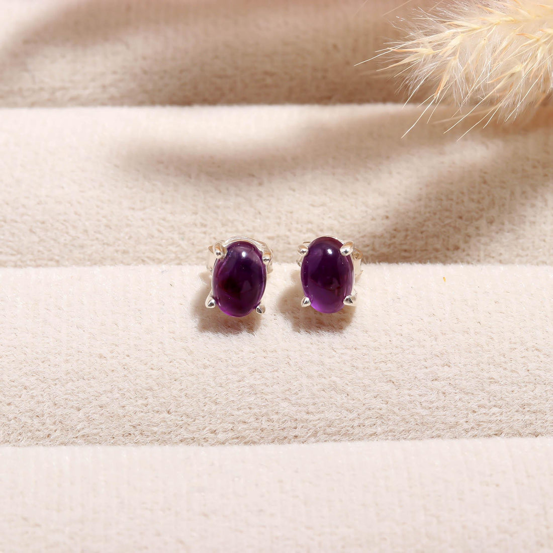 Violet Dreams: Amethyst Silver Stud Earrings