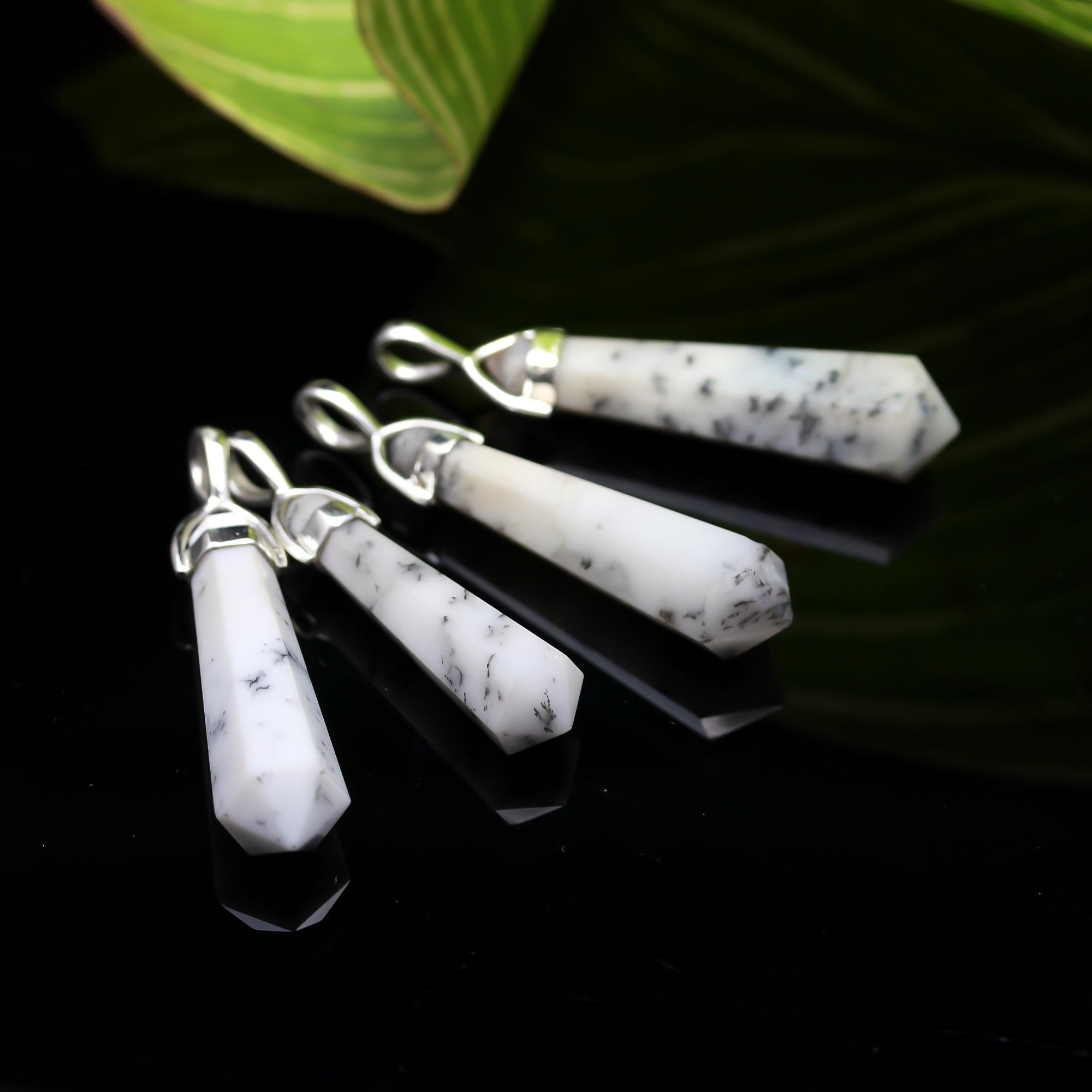 Genuine Dendrite Agate Pendant in Solid Silver For Health and Abundance