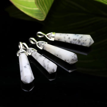 Genuine Dendrite Agate Pendant in Solid Silver For Health and Abundance