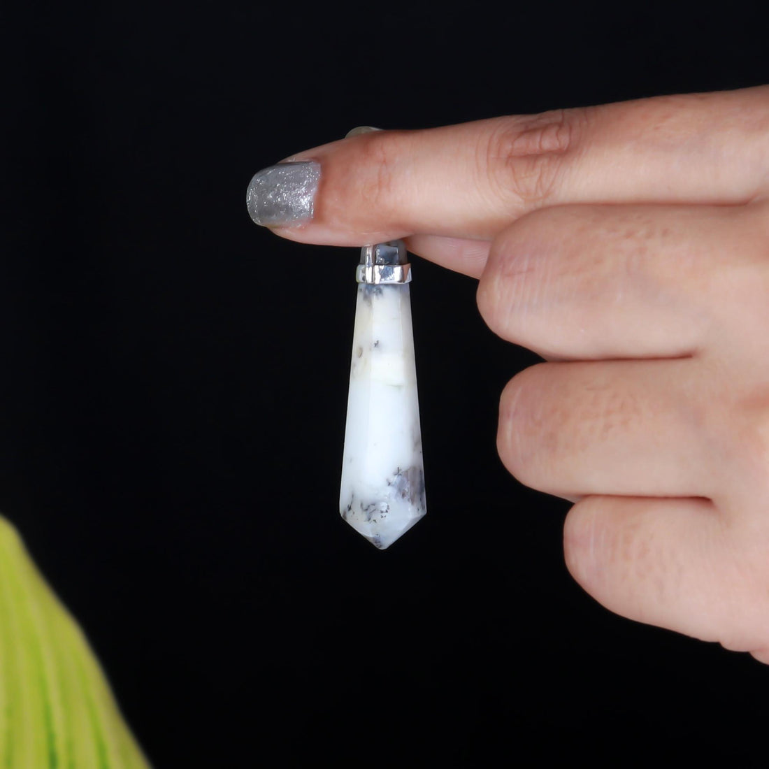 Genuine Dendrite Agate Pendant in Solid Silver For Health and Abundance