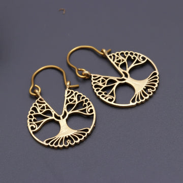 Tree Of Life Brass Earrings