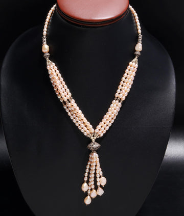 Timeless Freshwater Pearl and Silver Beaded Statement Necklace