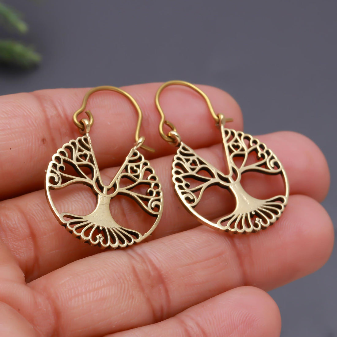 Tree Of Life Brass Earrings