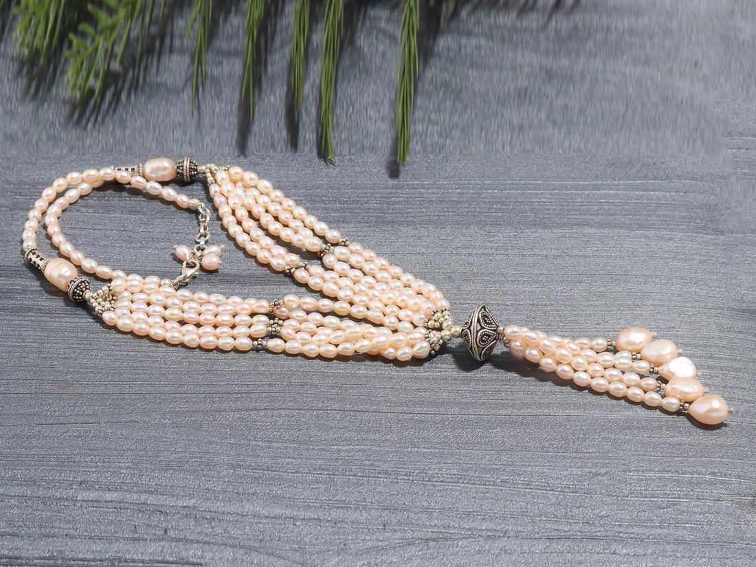Timeless Freshwater Pearl and Silver Beaded Statement Necklace