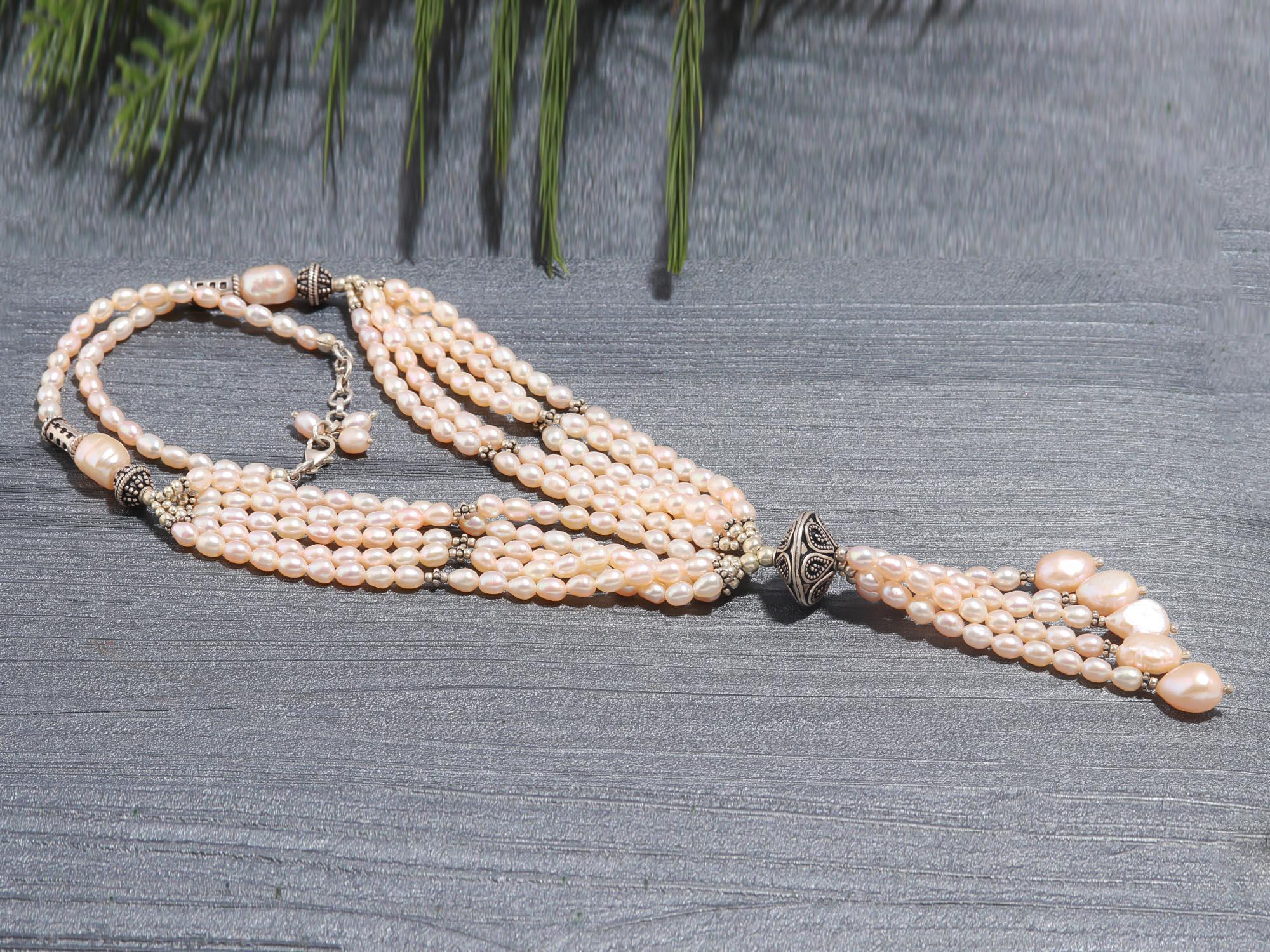 Timeless Freshwater Pearl and Silver Beaded Statement Necklace