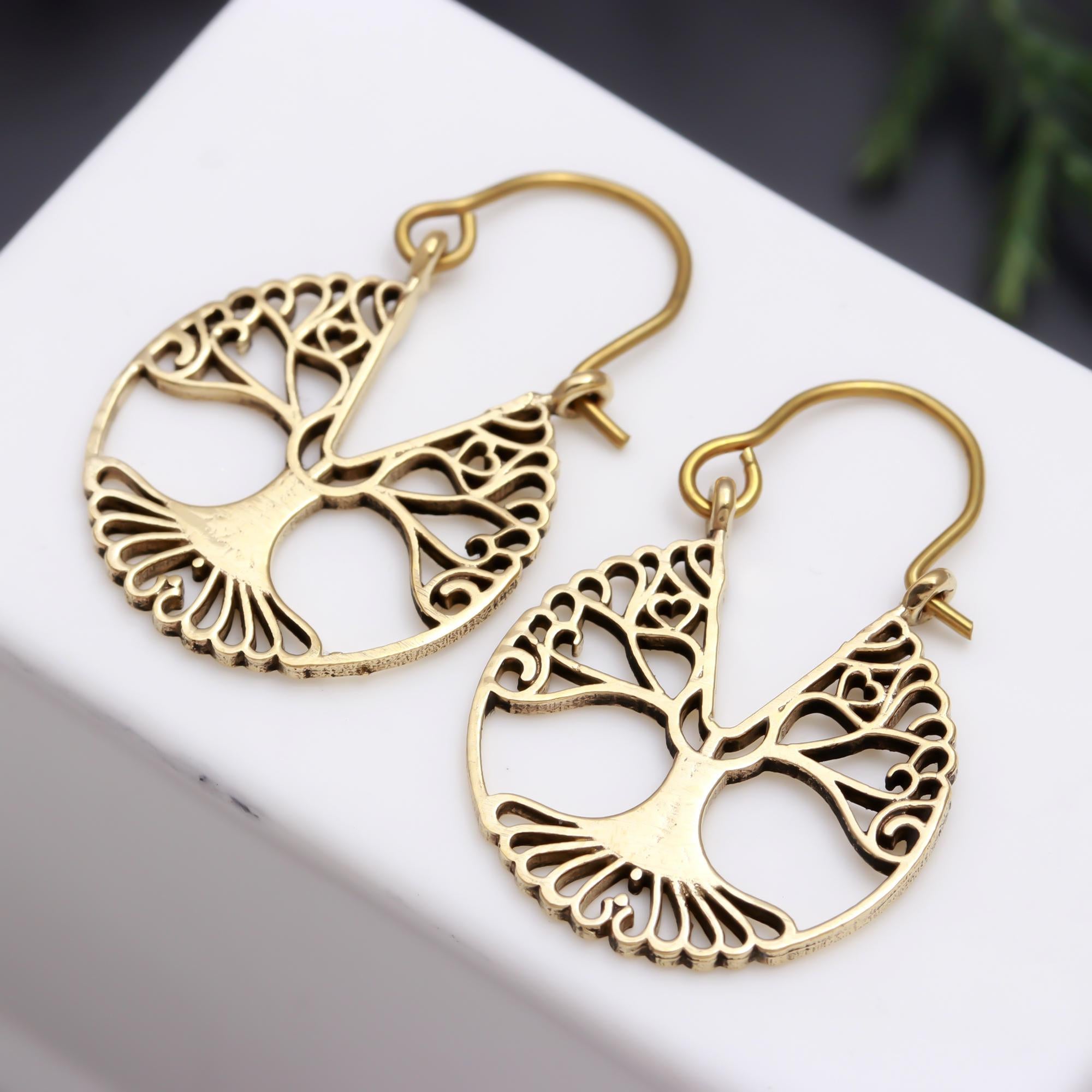 Tree Of Life Brass Earrings